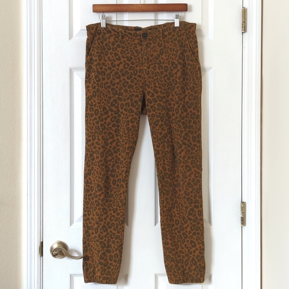 Sanctuary x Anthropologie Leopard Print Cotton Knit Slim Fit Joggers Brown XL - Picture 1 of 16